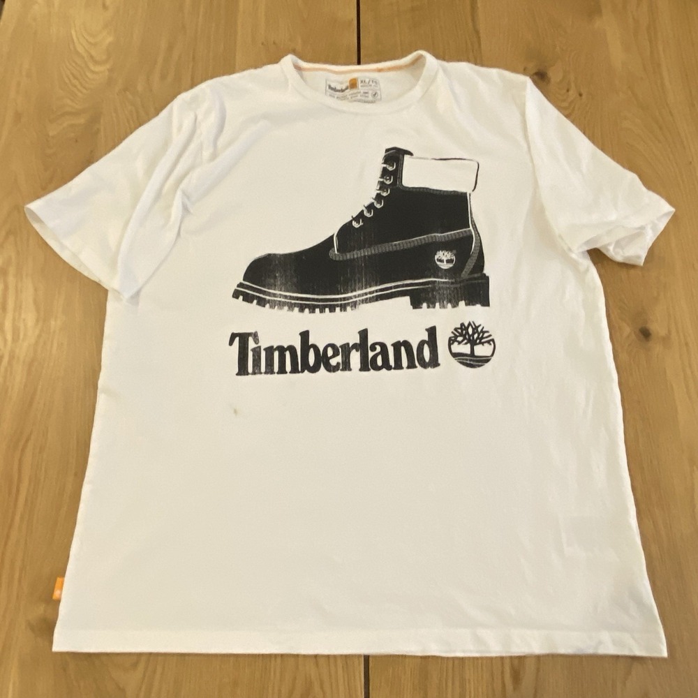 Timberland Boot Silhouette Graphic Print T-Shirt Men's XL White Black Original